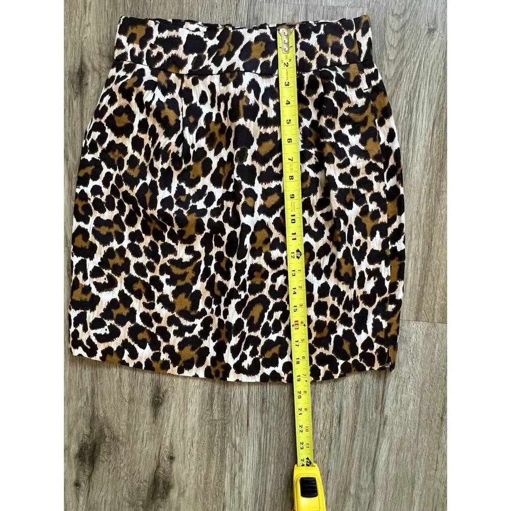 J Crew Womens Leopard Print Side Slit Linen Blend Pencil Skirt Size 4